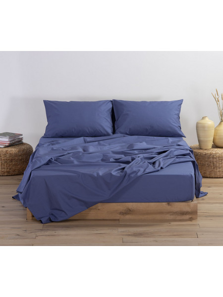 Nef-Nef Σεντόνι Μονό Βαμβακερό με Λάστιχο 100x200+30 Basic 1053 Indigo