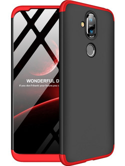 Θήκη Nokia 8.1 GKK Full body Protection 360 από σκληρό πλαστικό μαύρο / κόκκινο