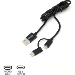 Osio OTU-495B Καλώδιο USB σε micro USB & USB TYPE C με αντάπτορα - 1 m