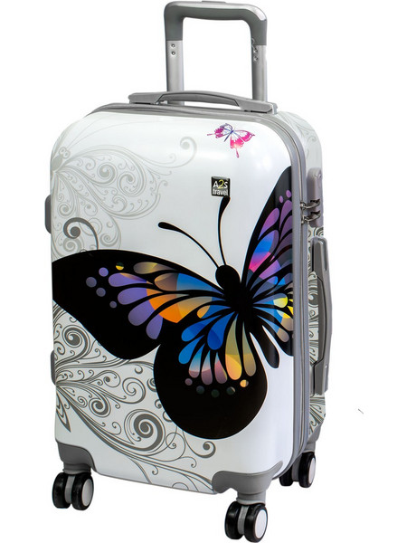 A2S Butterfly Βαλίτσα Καμπίνας 55x35x22cm με 4 Ρόδες Λευκή