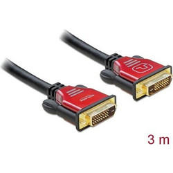 Delock Cable DVI 24+1 male to DVI 24+1 male 3m, red/metal (84346)