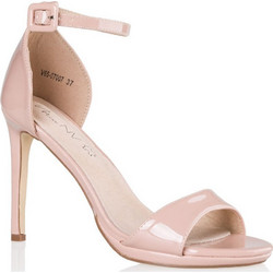 Miss NV Γυναικεία Πέδιλα Λουστρίνι Nude με Λεπτό Ψηλό Τακούνι V65-07007-90