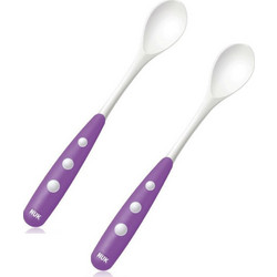 Nuk Easy Learning Feeding Spoon Σετ Βρεφικά Κουτάλια 6m+ Μωβ 2τμχ