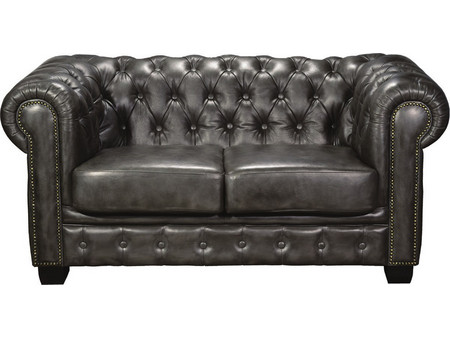 Woodwell Chesterfield 689 Διθέσιος Καναπές Δερμάτινος Γκρι 160x92x72cm Ε9574,22