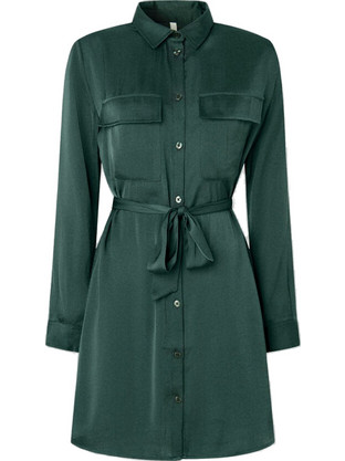 Pepe Jeans Itziar Mini Καθημερινό Φόρεμα Σατέν Κυπαρισσί PL953403-692