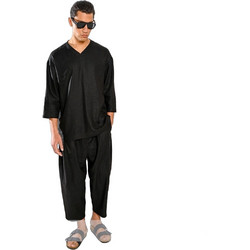 Brokers Ανδρικό Παντελόνι Chino Λινό Relaxed Εφαρμογή Μαύρο 23044-898-460