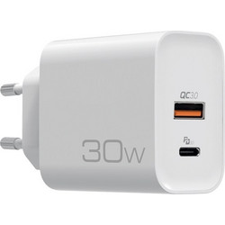 NOD E-wall AC30 Φορτιστής Χωρίς Καλώδιο με Θύρα USB-A & USB-C 30W Power Delivery White