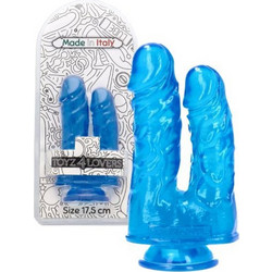 Toyz4lovers Dildo Caino e Abele Διπλό Dildo με Βεντούζα 17.5cm Μπλε
