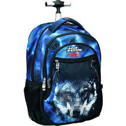 No Fear Night Wolf Σχολική Τσάντα Τρόλεϊ Δημοτικού Μπλε 348-29074