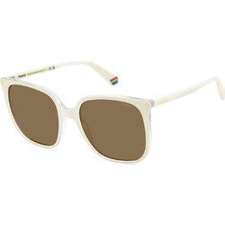Polaroid Eyewear PLD6218S VK6/SP Γυναικεία Γυαλιά Ηλίου Τετράγωνα Κοκάλινα Άσπρα με Καφέ Polarized Φακό
