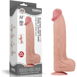 Lovetoy King Sized Sliding Skin 14" Dual Layer Dong Ρεαλιστικό Dildo με Βεντούζα & Όρχεις 36cm Flesh