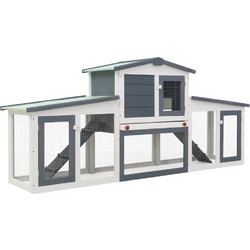 vidaXL Κλουβί για Κουνέλια Λευκό Γκρι 204x45x85cm