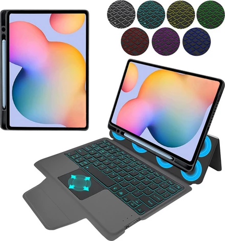 Techsuit KeyTab Pro with RGB Wireless Keyboard Pen Black (Galaxy Tab S6 ...