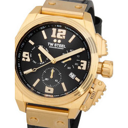 TW Steel Ανδρικό Ρολόι Χρονογράφος με Μαύρο Δερμάτινο Λουράκι TW1118