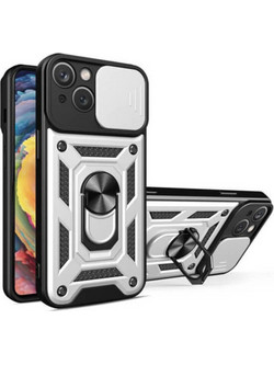 Bodycell Armor Slide Ring Holder Back Cover Silver (iPhone 14 Plus)