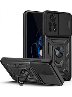 Bodycell Armor Slide Ring Holder Back Cover Black (Xiaomi Poco M4 Pro)