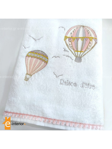 Raison D'Etre Hot Air Balloon Σετ Βρεφικές Πετσέτες 2τμχ Ροζ