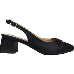 Blondie Γόβες Slingback Δερμάτινες με Χοντρό Χαμηλό Τακούνι Μαύρες 71-010