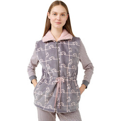 Vamp Γυναικεία Ρόμπα Χειμωνιάτικη Fleece Ανθρακί 21480