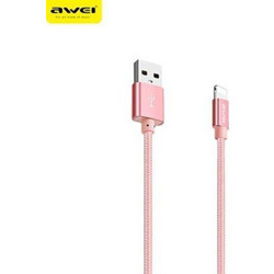 Awei CL-988 Braided USB-A to Lightning Cable 0.3m Pink 347493025786000