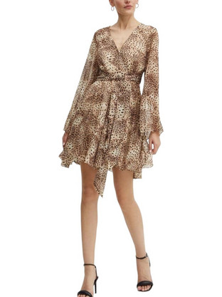 Guess Laila Mini Φόρεμα για Γάμο / Βάπτιση Κρουαζέ Καφέ W4YK29WDW82-P1IE