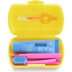 Curaprox Travel Kit Οδοντόβουρτσα + Οδοντόκρεμα 10ml + Μεσοδόντια Βουρτσάκια 2τμχ Κίτρινο