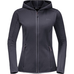 Jack Wolfskin Γυναικεία Ζακέτα Φούτερ Μακριά με Κουκούλα και Φερμουάρ Ανθρακί 1710771-1388
