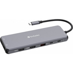 Verbatim CMH-13 USB-C Docking Station με DisplayPort / HDMI 4K PD Ethernet και Σύνδεση 3 Oθονών
