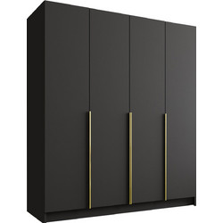 PoliHome Τετράφυλλη Ντουλάπα Ρούχων Santi Μαύρη 200x58x215cm 162786029
