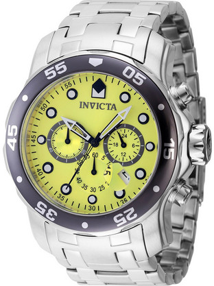 Invicta Pro Diver Ανδρικό Ρολόι Χρονογράφος με Ασημί Μεταλλικό Μπρασελέ 47561