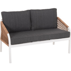 HomeMarkt Maerly Διθέσιος Καναπές Εξωτερικού Χώρου Αλουμινίου Λευκός Ανθρακί 130x72x84cm HM6116.01