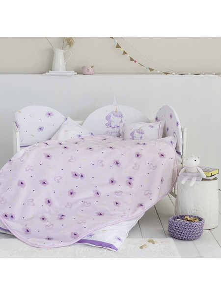 Nima Magical Unicorn Κουβέρτα Κούνιας Βελουτέ 110x140 Ροζ