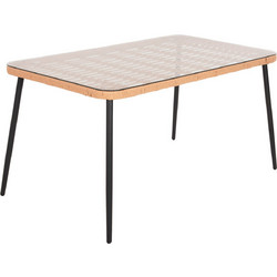 FreeBox Ορθογώνιο Τραπέζι Κήπου Rattan Μπεζ 139.5x79.5x73cm FB95537.11