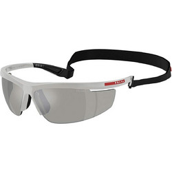 Prada PRA02S 14Z05A Ανδρικά Γυαλιά Ηλίου Μάσκα Κοκάλινα Λευκά με Μαύρο Φακό
