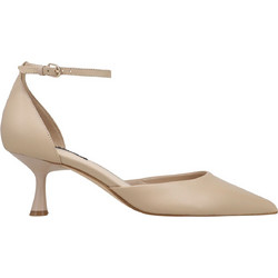 Nine West RACHA Γόβες Δερμάτινες με Λεπτό Χαμηλό Τακούνι & Λουράκι Μπεζ RACHA01-150