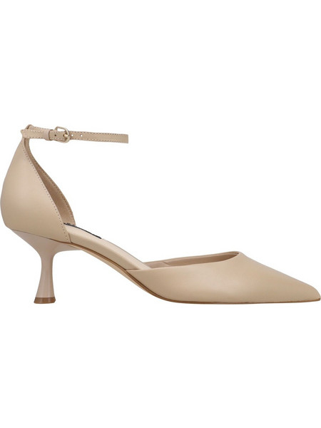 Nine West RACHA Γόβες Δερμάτινες με Λεπτό Χαμηλό Τακούνι & Λουράκι Μπεζ RACHA01-150