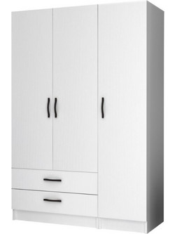 Megapap Τρίφυλλη Ντουλάπα Ρούχων Λευκή 120x51.8x181cm GP100-0068,1
