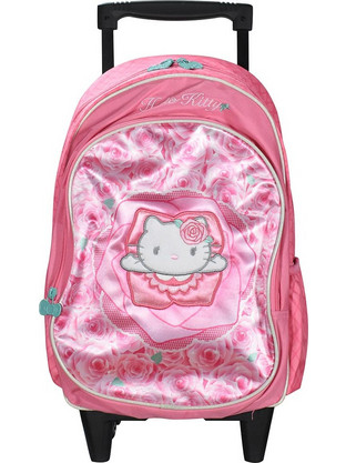 SunCe Hello Kitty Σχολική Τσάντα Τρόλεϊ Δημοτικού Ροζ HS4-7460