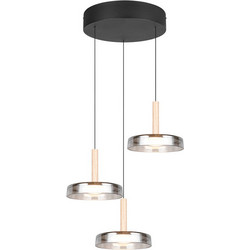 Trio Lighting Celeste Κρεμαστό Φωτιστικό Οροφής Τρίφωτο LED με Θερμό Λευκό Φως Μαύρο 354930332