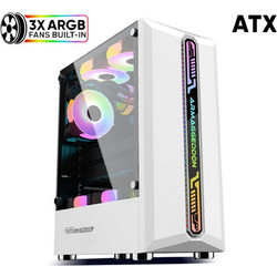 Armaggeddon Tritron Pro 300 White Gaming Midi Tower Κουτί Υπολογιστή RGB με Πλαϊνό Παράθυρο