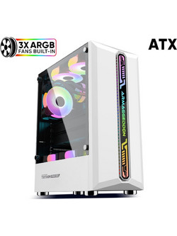 Armaggeddon Tritron Pro 300 White Gaming Midi Tower Κουτί Υπολογιστή RGB με Πλαϊνό Παράθυρο