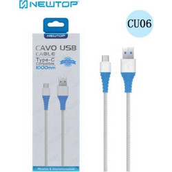 Newtop CU06 Flat USB-A to USB-C 1m Blue White 100CM