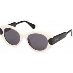 Max & Co MO0108-25A Γυναικεία Γυαλιά Ηλίου Στρογγυλά Κοκάλινα Λευκό Μαύρο με Μαύρο Φακό