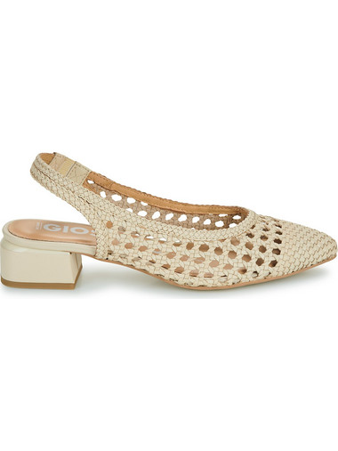 Gioseppo Γόβες Slingback Δερμάτινες με Χοντρό Χαμηλό Τακούνι Εκρού 71185