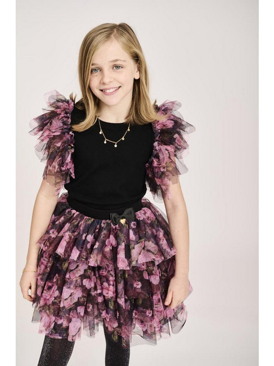 Angel's Face Nakita Kew Knitted Παιδικό Crop Top Κοντομάνικο Μαύρο Φούξια 5056440736981