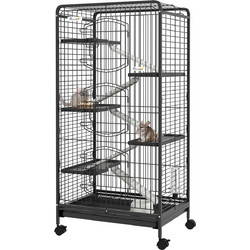 PawHut Κλουβί Τρωκτικών Μαύρο 61.5x44x131cm D51-158V01BK
