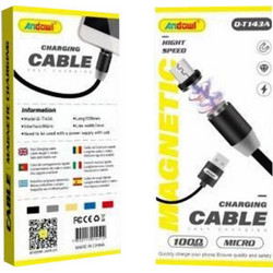 Andowl Q-T143 Magnetic USB-A to Lightning Cable 1m Black