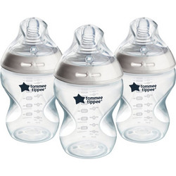 Tommee Tippee Natural Start Σετ Πλαστικά Μπιμπερό με Θηλή Σιλικόνης κατά των Κολικών 0+ Μηνών Beige 3x260ml