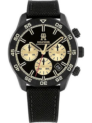 Tommy Hilfiger TH85 Ανδρικό Ρολόι Χρονογράφος με Μαύρο Καουτσούκ Λουράκι 1792182