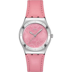Swatch Petal Γυναικείο Ρολόι με Ροζ Δερμάτινο Λουράκι YLS234